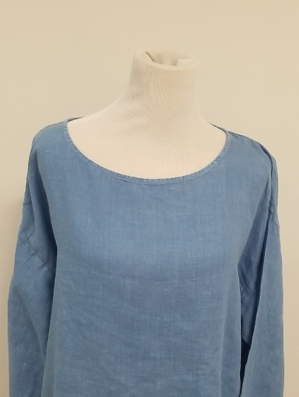 Eileen Fisher Soft Blue Linen Boatneck Tunic - Picture 2 of 9